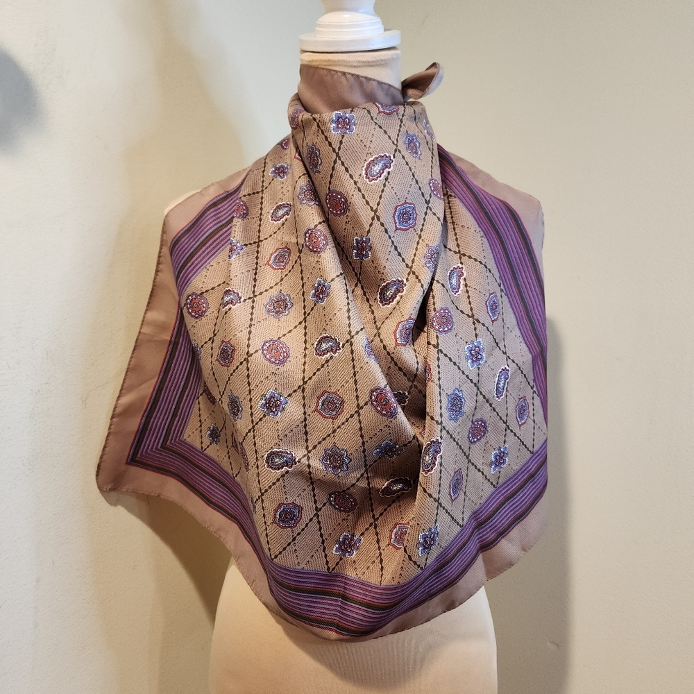 Taupe and Purple Neck Scarf